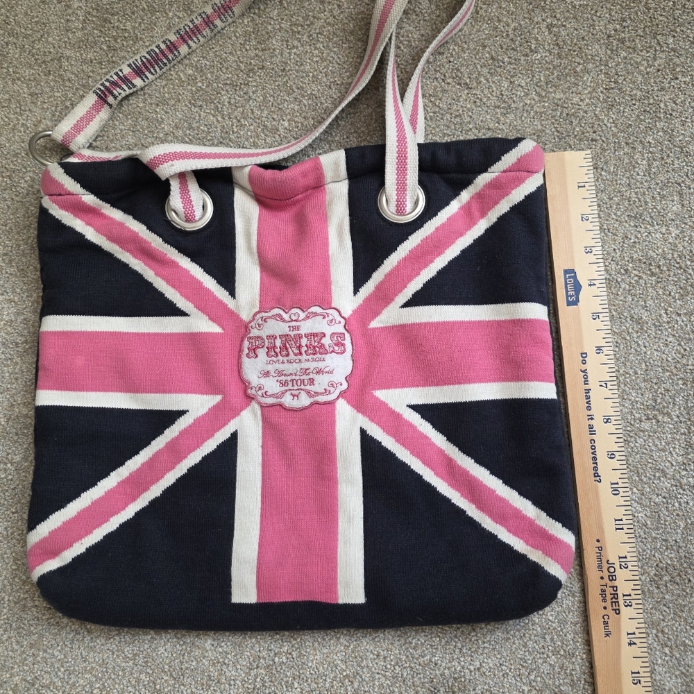 PINK Victorias Secret '86 Tour  Navy Pink Union Jack Tote - Picture 4 of 7